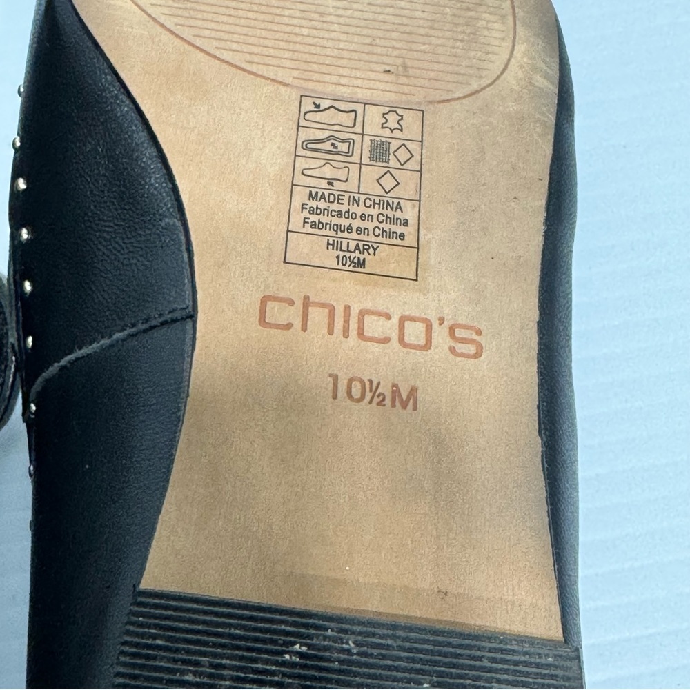 Chicos Black Studded Leather Loafers Size 10 1/2 - Picture 11 of 12